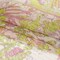 1 Yard Pink, Lime and White Metallic Pinstriped Floral Patchwork Silk Chiffon Couture Textile 55 Inch Width